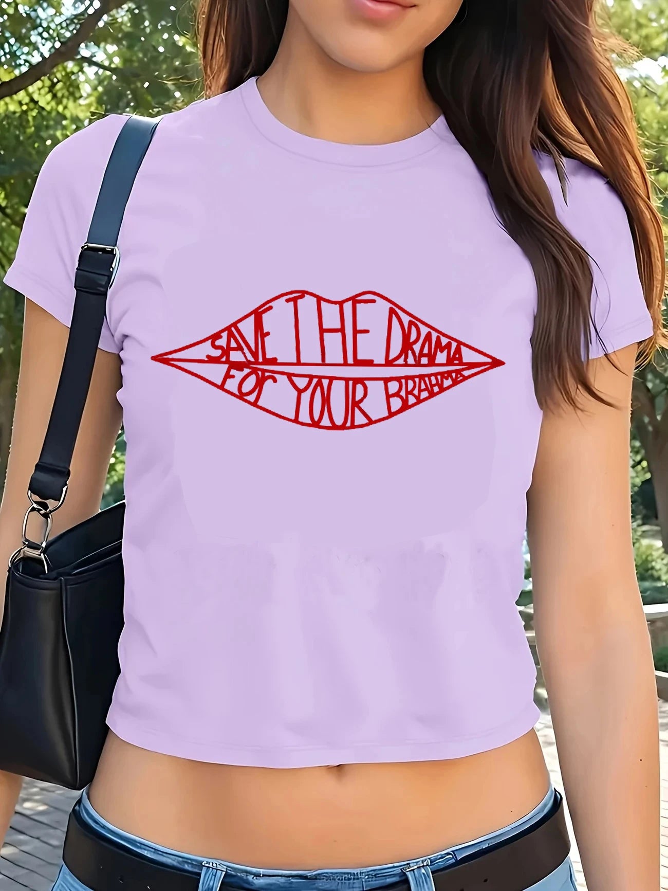 Friends TV Show Save the Drama for Your Mama Print Short Sleeve Crop Top Women’s
